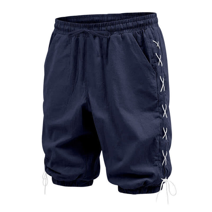 Pantaloncini Bermuda da uomo a gamba dritta con coulisse e spacchi laterali, modello Buddha Stones Summer Casual, con tasche. - image 44