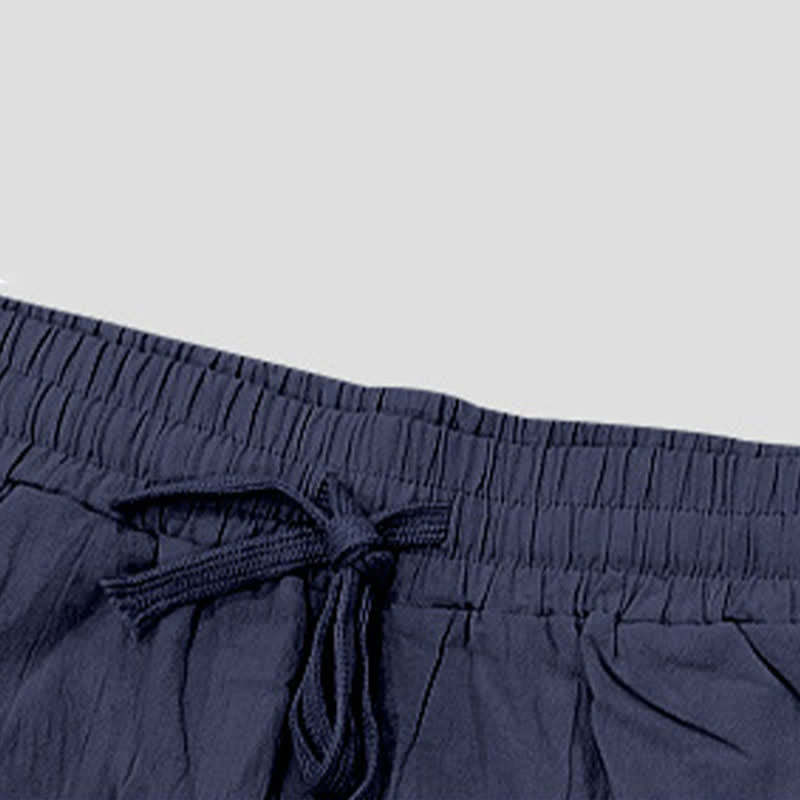 Pantaloncini Bermuda da uomo a gamba dritta con coulisse e spacchi laterali, modello Buddha Stones Summer Casual, con tasche. - image 46
