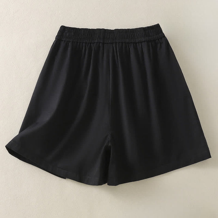 Buddha Stones Pantaloncini da donna estivi casual con bottoni decorativi, tinta unita e tasche. - image 18