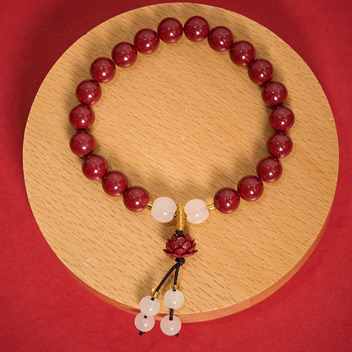 Buddha Stones Bracciale dell'Illuminazione al Loto in Cinnabro - Cinabro da 8 mm (circonferenza del polso: 15-16 cm) - image 8