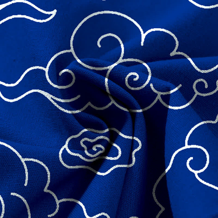 Buddha Stones Pantaloni da donna in cotone e lino con fantasia a nuvole, vita elasticizzata e gamba larga, con tasche. - image 3
