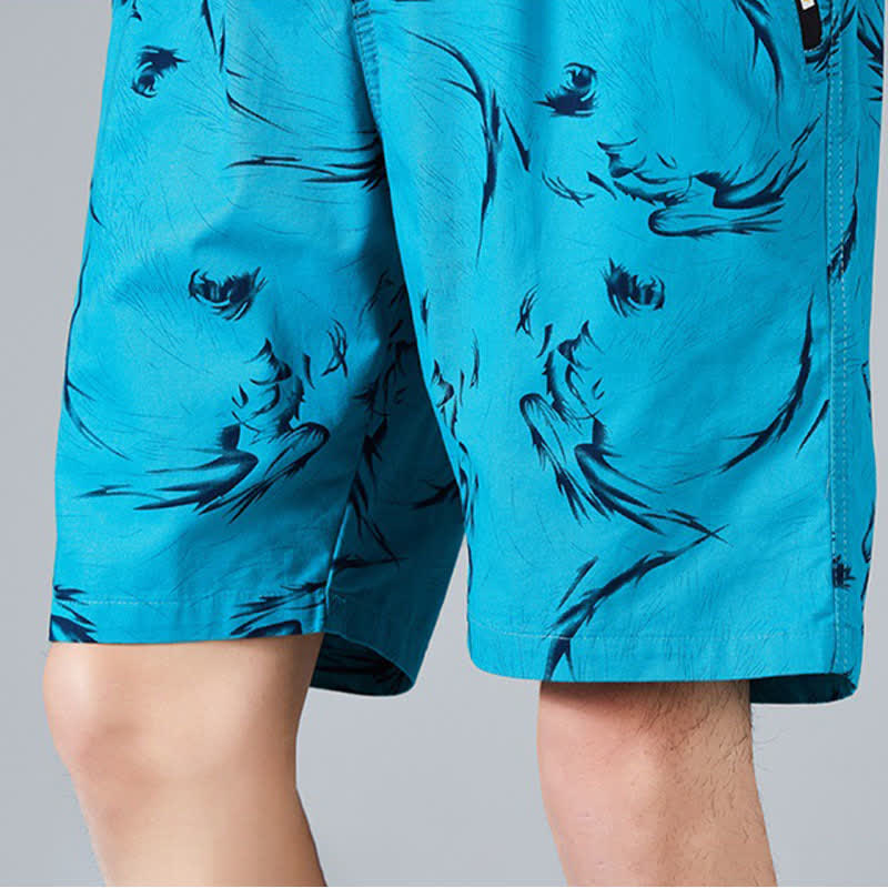 Buddha Stones Pantaloncini da uomo estivi in ​​cotone con coulisse e stampa astratta, con tasche. - image 23