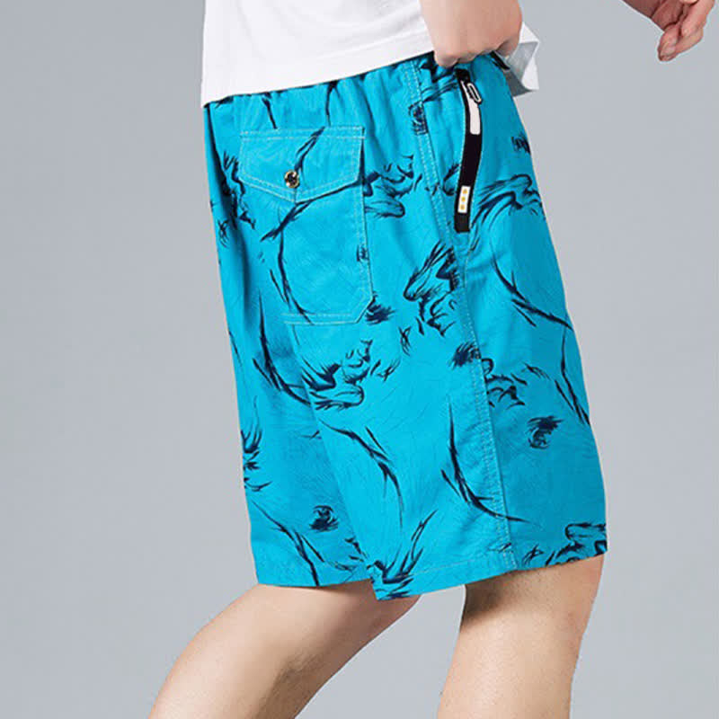 Buddha Stones Pantaloncini da uomo estivi in ​​cotone con coulisse e stampa astratta, con tasche. - image 22