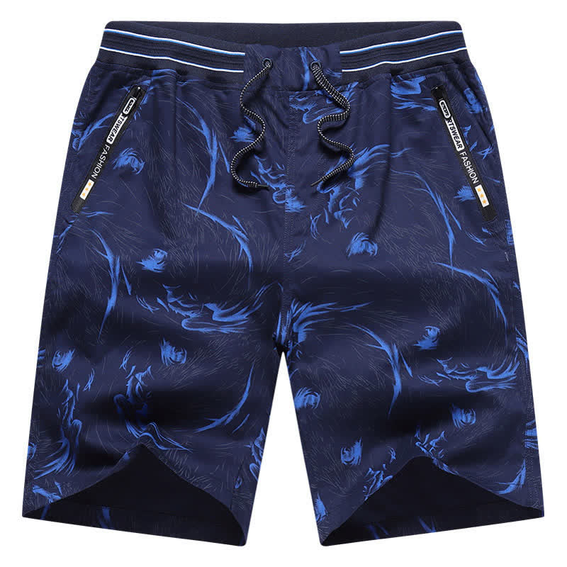 Buddha Stones Pantaloncini da uomo estivi in ​​cotone con coulisse e stampa astratta, con tasche. - image 10