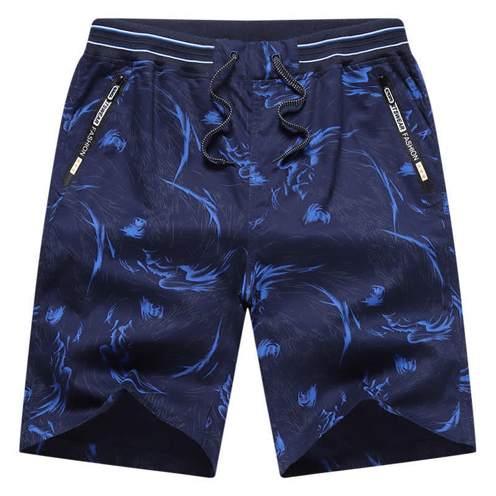 Buddha Stones Pantaloncini da uomo estivi in ​​cotone con coulisse e stampa astratta, con tasche. - image 10