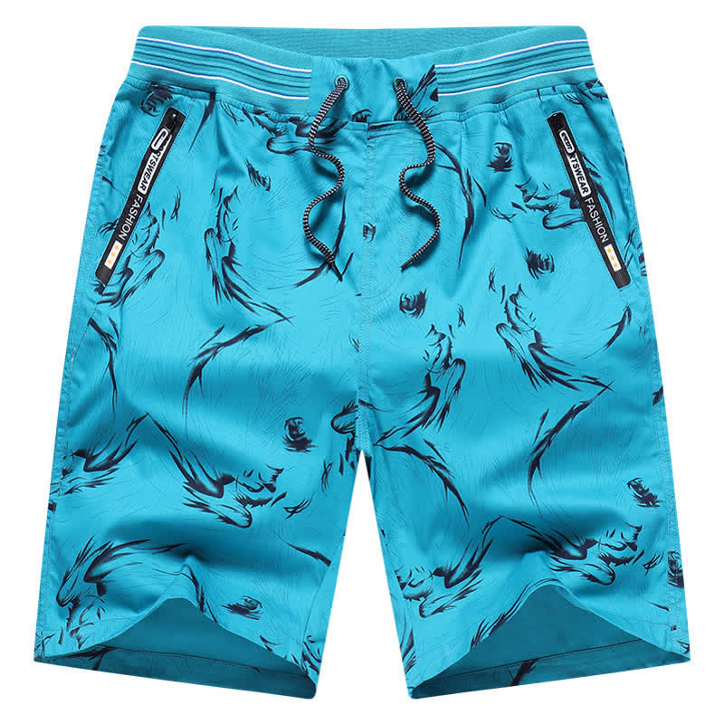 Buddha Stones Pantaloncini da uomo estivi in ​​cotone con coulisse e stampa astratta, con tasche. - image 27