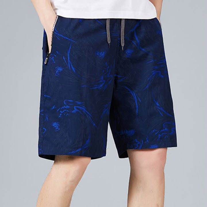 Buddha Stones Pantaloncini da uomo estivi in ​​cotone con coulisse e stampa astratta, con tasche. - image 7