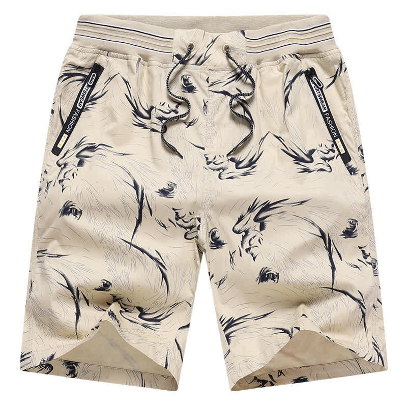 Buddha Stones Pantaloncini da uomo estivi in ​​cotone con coulisse e stampa astratta, con tasche. - image 5