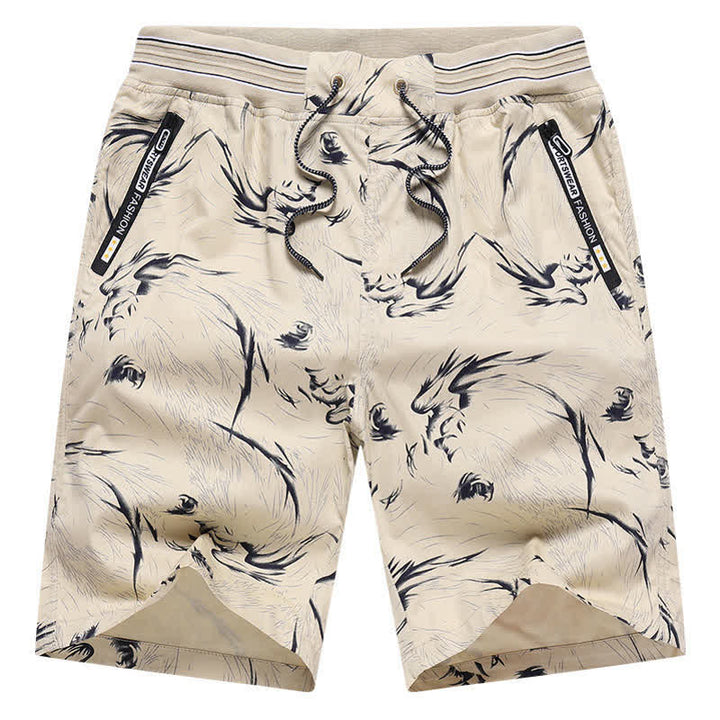 Buddha Stones Pantaloncini da uomo estivi in ​​cotone con coulisse e stampa astratta, con tasche. - image 5