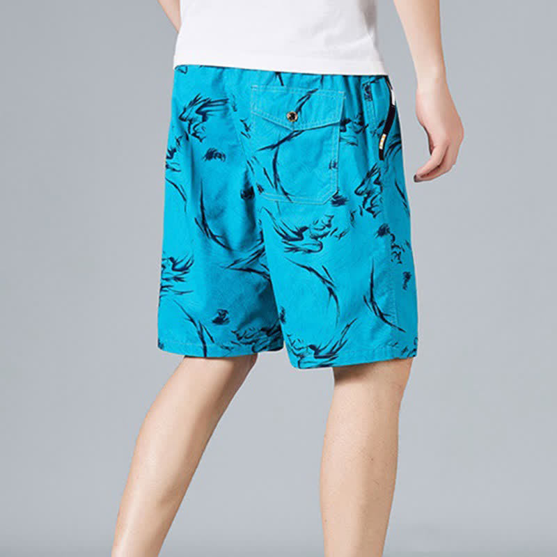 Buddha Stones Pantaloncini da uomo estivi in ​​cotone con coulisse e stampa astratta, con tasche. - image 21