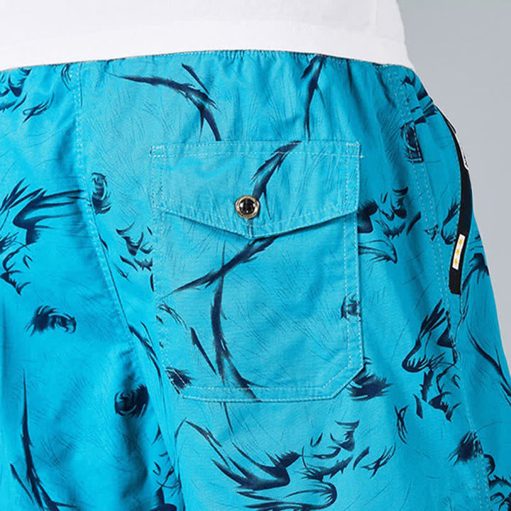 Buddha Stones Pantaloncini da uomo estivi in ​​cotone con coulisse e stampa astratta, con tasche. - image 25