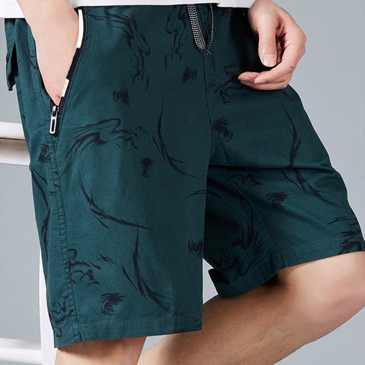 Buddha Stones Pantaloncini da uomo estivi in ​​cotone con coulisse e stampa astratta, con tasche. - image 16