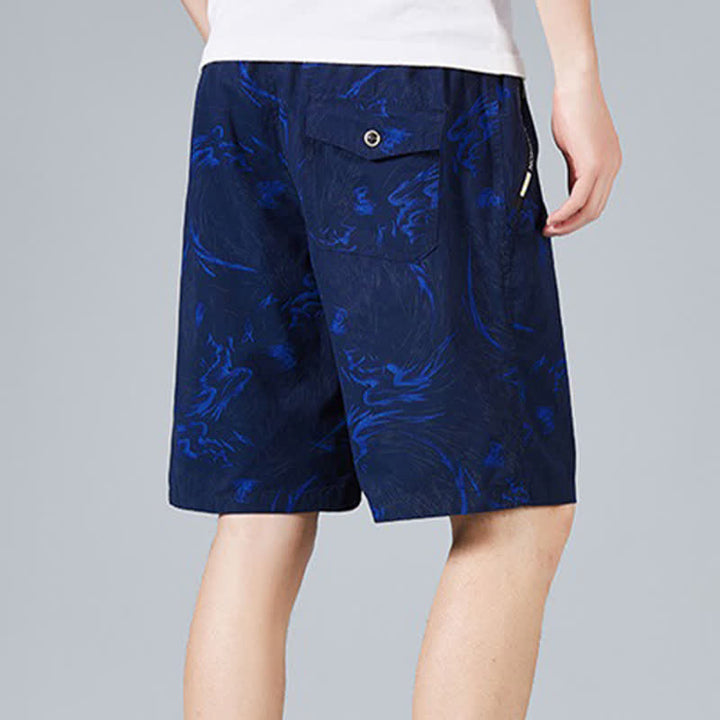 Buddha Stones Pantaloncini da uomo estivi in ​​cotone con coulisse e stampa astratta, con tasche. - image 9