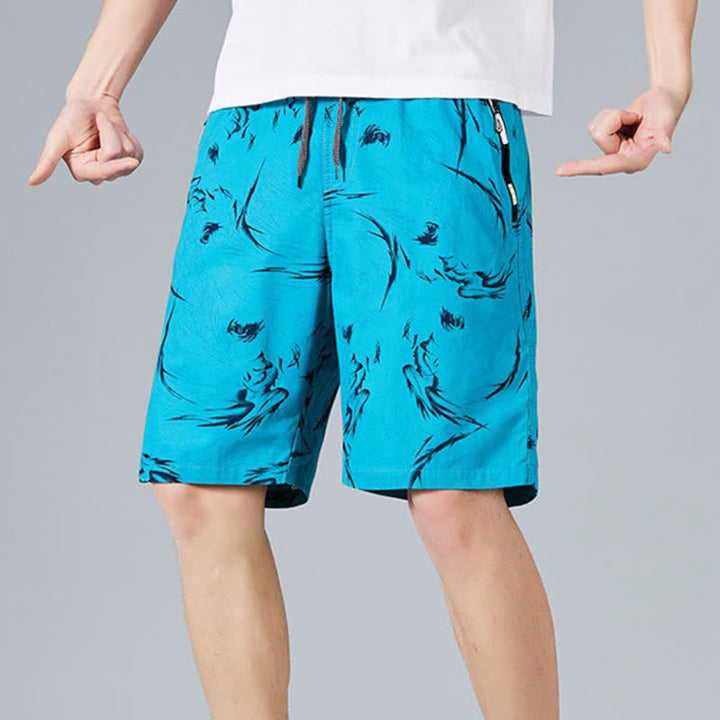 Buddha Stones Pantaloncini da uomo estivi in ​​cotone con coulisse e stampa astratta, con tasche. - image 20