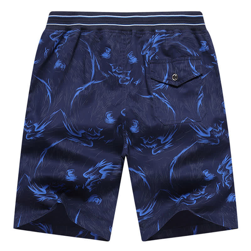 Buddha Stones Pantaloncini da uomo estivi in ​​cotone con coulisse e stampa astratta, con tasche. - image 11