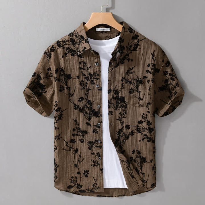 Buddha Stones Camicia da uomo estiva casual a maniche corte con stampa floreale e taschino decorativo. - Perù - US/UK/AU44，EU54 (3XL) - image 8