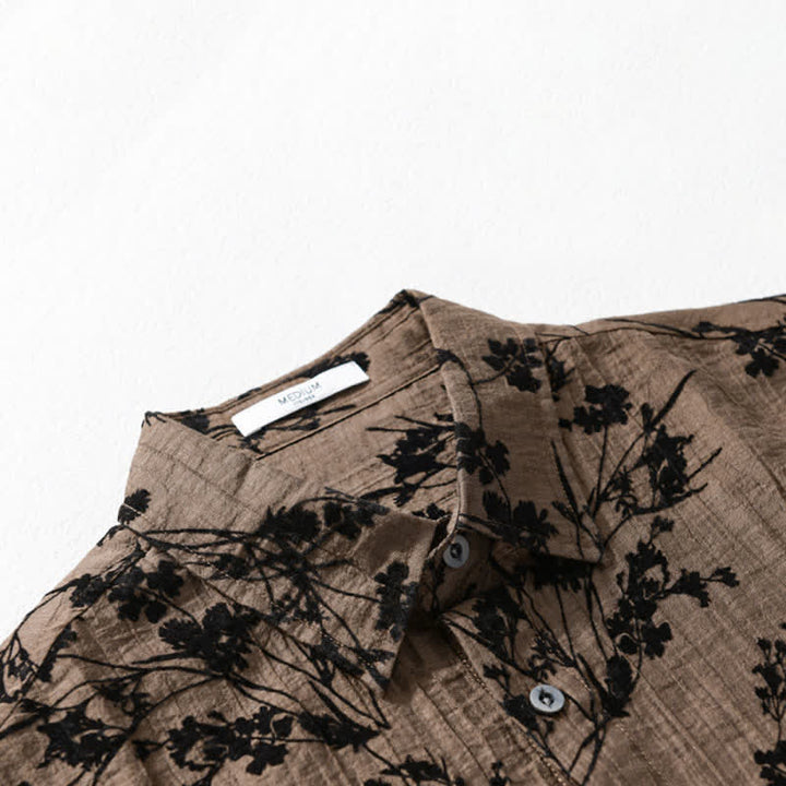 Buddha Stones Camicia da uomo estiva casual a maniche corte con stampa floreale e taschino decorativo. - image 11