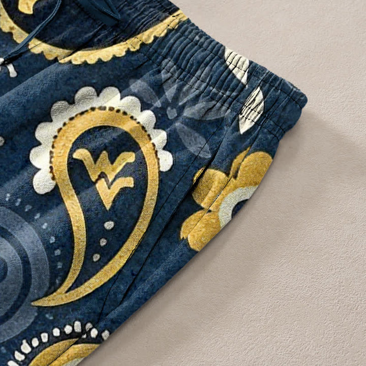 Buddha Stones Pantaloni da uomo affusolati in cotone con fantasia floreale paisley e tasche. - image 3