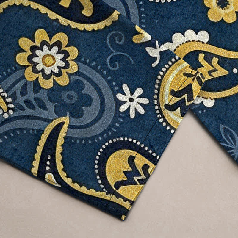 Buddha Stones Pantaloni da uomo affusolati in cotone con fantasia floreale paisley e tasche. - image 2