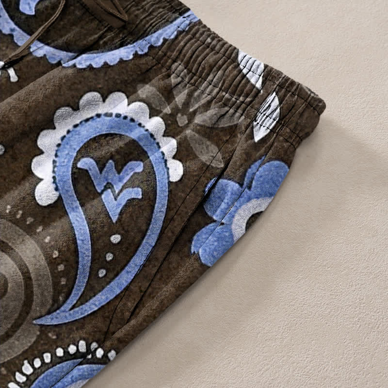 Buddha Stones Pantaloni da uomo affusolati in cotone con fantasia floreale paisley e tasche. - image 7