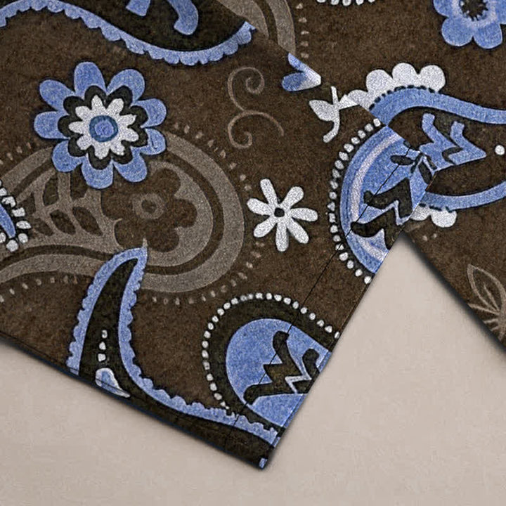 Buddha Stones Pantaloni da uomo affusolati in cotone con fantasia floreale paisley e tasche. - image 6