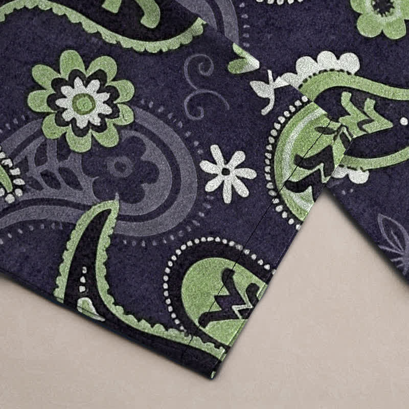 Buddha Stones Pantaloni da uomo affusolati in cotone con fantasia floreale paisley e tasche. - image 10
