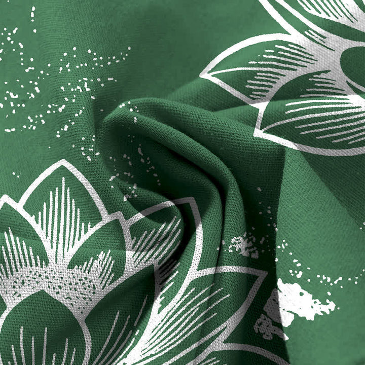 Buddha Stones Pantaloni da donna in cotone e lino con elastico in vita e gamba larga, fantasia floreale a loto, con tasche. - image 3