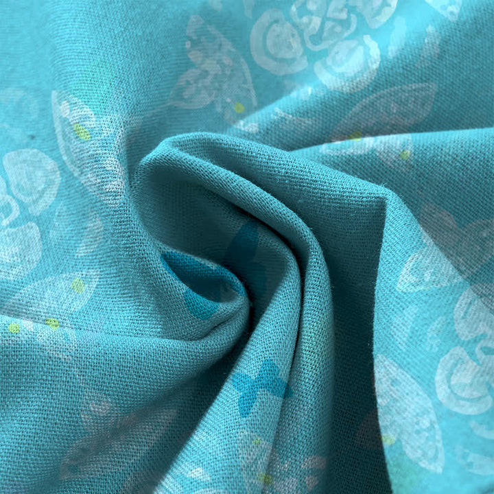 Buddha Stones Pantaloni da donna in cotone e lino, stile bohémien, con elastico in vita e gamba larga, a fantasia floreale e farfalle dorate, con tasche. - image 3