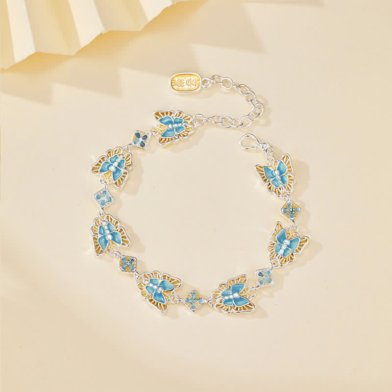 Buddha Stones Bracciale Freedom con farfalla in rame e smalto - Blu (Circonferenza del polso: 15–20 cm) - image 3