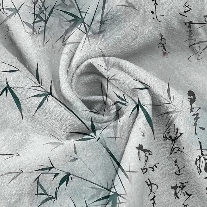 Buddha Stones Camicia da uomo a maniche corte con mezzo bottone, stampa calligrafica in bambù e inchiostro di cotone. - image 2