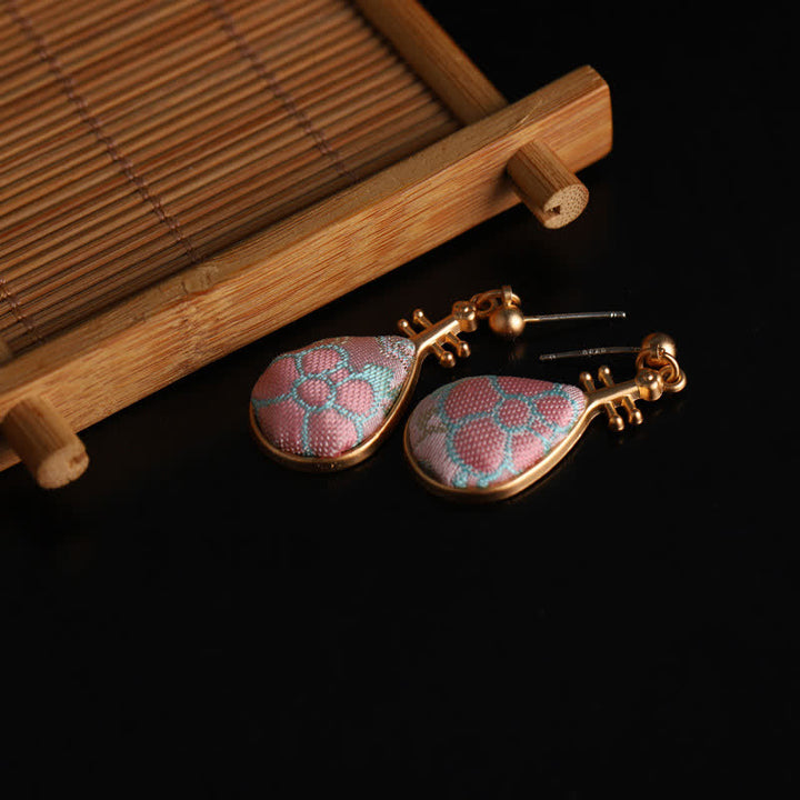 Buddha Stones Orecchini a goccia artigianali Song Brocade con motivo floreale a forma di pipa, armonia - image 9