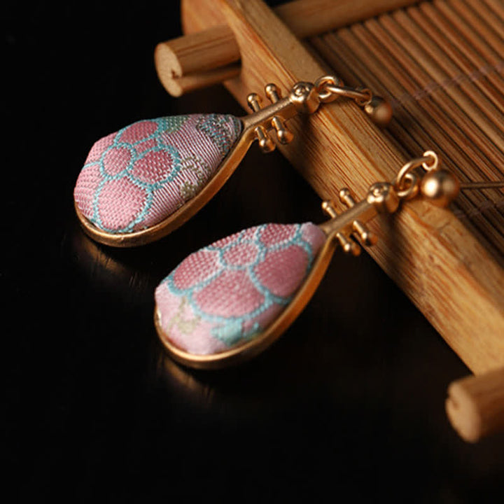 Buddha Stones Orecchini a goccia artigianali Song Brocade con motivo floreale a forma di pipa, armonia - image 7