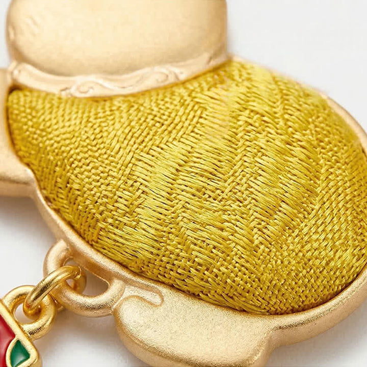 Buddha Stones Scatola regalo con portachiavi a forma di gatto portafortuna in broccato Song Brocade Lucky Beckoning, con nappa. - image 4