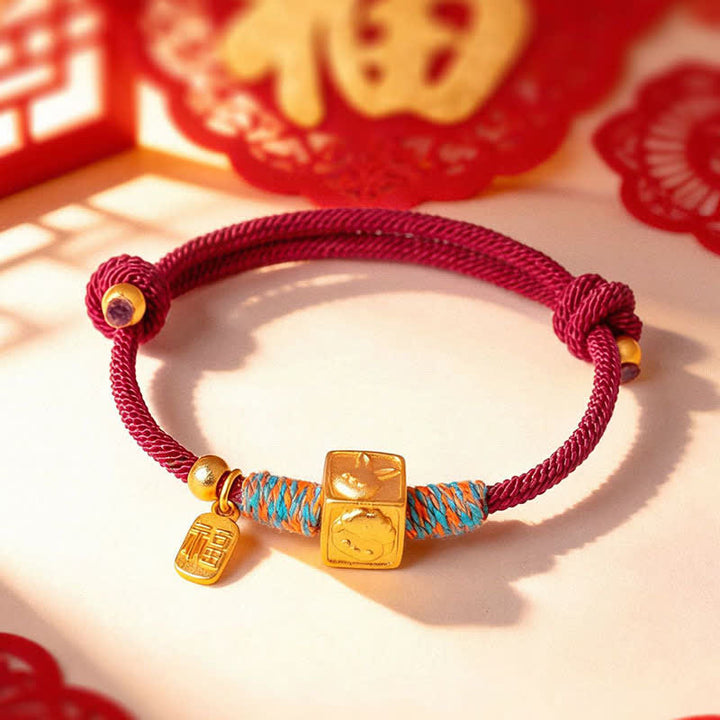Buddha Stones Braccialetto di protezione con cordino rosso, fatto a mano, con i tre simboli dello zodiaco cinese dell'armonia. - image 12