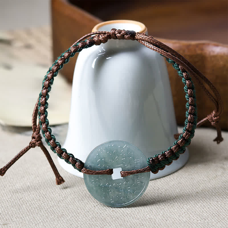 Buddha Stones Bracciale regolabile in giada con fibbia Peace e lavorazione a mano, simbolo di tranquillità. - image 3