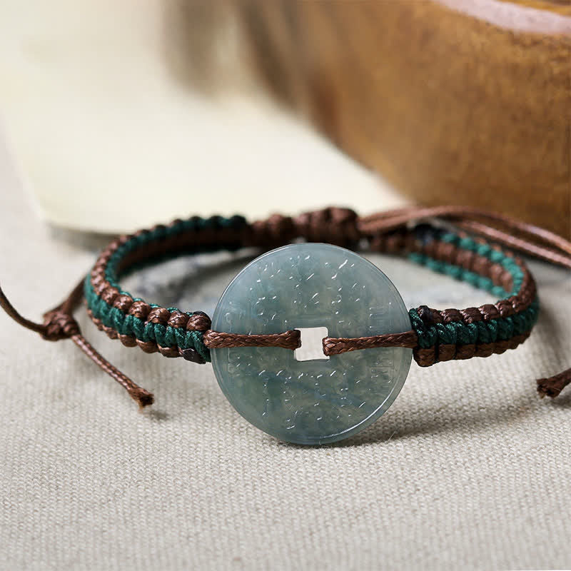 Buddha Stones Bracciale regolabile in giada con fibbia Peace e lavorazione a mano, simbolo di tranquillità. - image 8