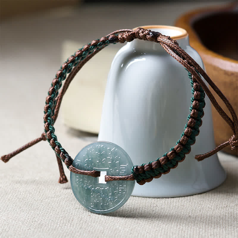 Buddha Stones Bracciale regolabile in giada con fibbia Peace e lavorazione a mano, simbolo di tranquillità. - image 2
