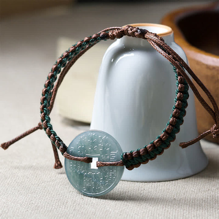 Buddha Stones Bracciale regolabile in giada con fibbia Peace e lavorazione a mano, simbolo di tranquillità. - image 2