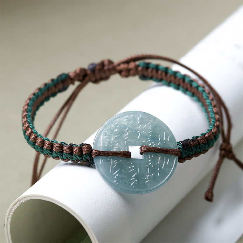 Buddha Stones Bracciale regolabile in giada con fibbia Peace e lavorazione a mano, simbolo di tranquillità. - Giada naturale (Prosperità♥Fortuna) - image 0