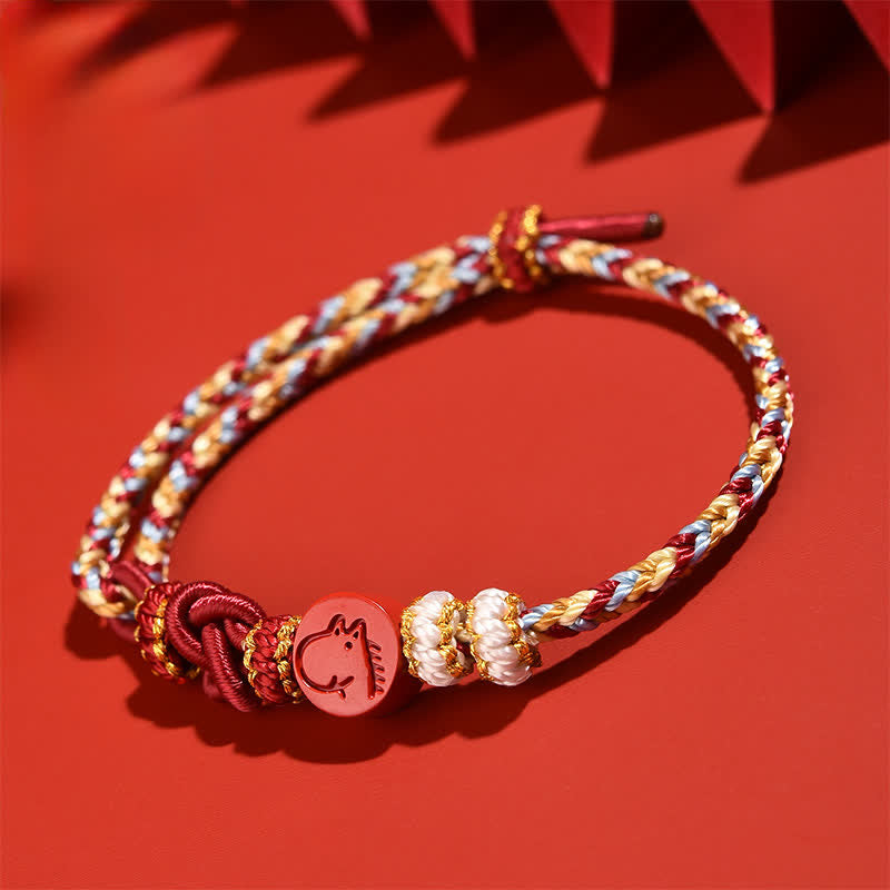 Buddha Stones Braccialetto in cordino rosso intrecciato a mano con simbolo zodiacale cinese e cinabro. - image 17