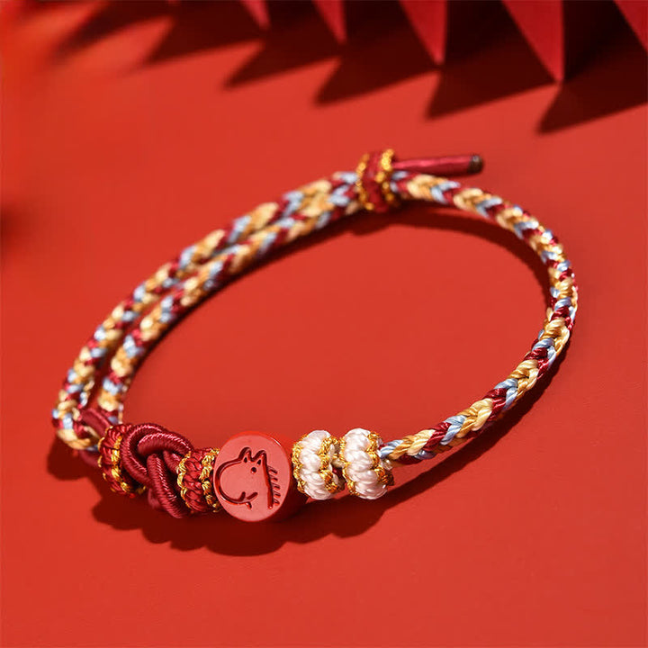 Buddha Stones Braccialetto in cordino rosso intrecciato a mano con simbolo zodiacale cinese e cinabro. - image 17