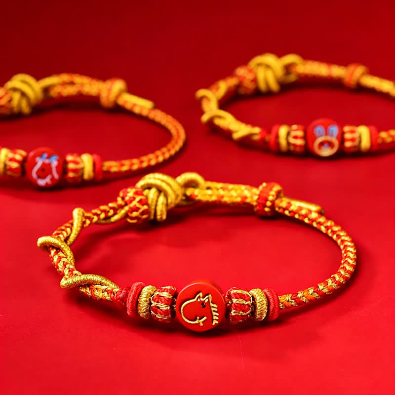 Buddha Stones Braccialetto in cordino rosso intrecciato a mano con simbolo zodiacale cinese e cinabro. - image 18