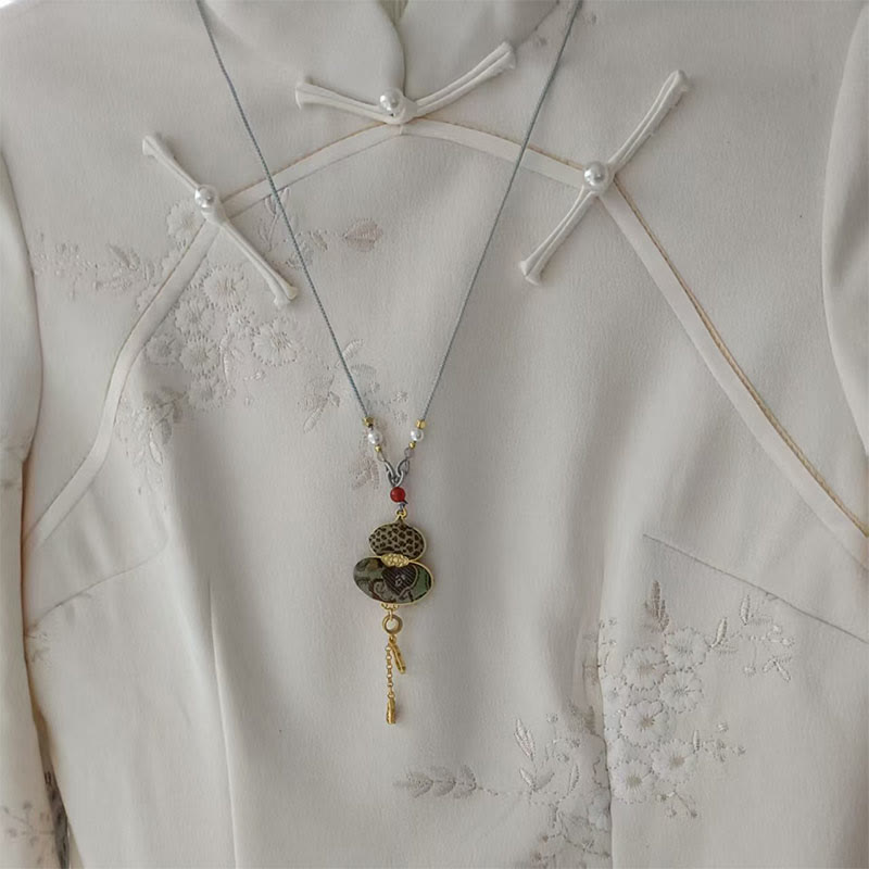 Buddha Stones Collana elegante con zucca in broccato Song - image 1