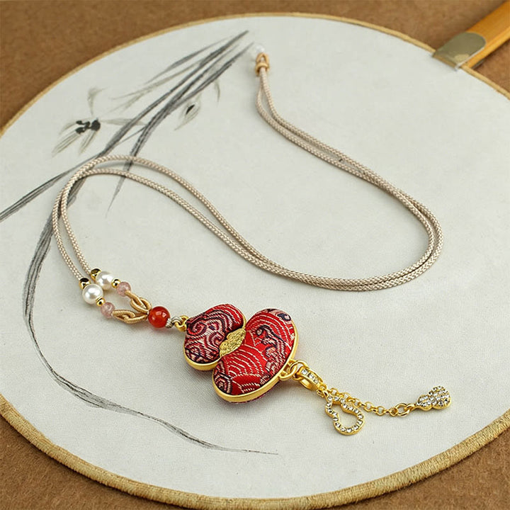Buddha Stones Collana elegante con zucca in broccato Song - image 5