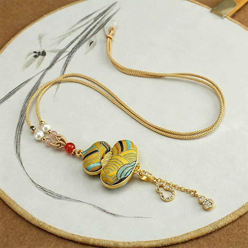 Buddha Stones Collana elegante con zucca in broccato Song - image 4