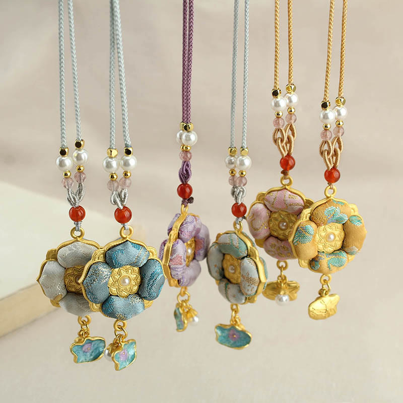 Buddha Stones Collana portafortuna Song Brocade a quadrifoglio - image 20