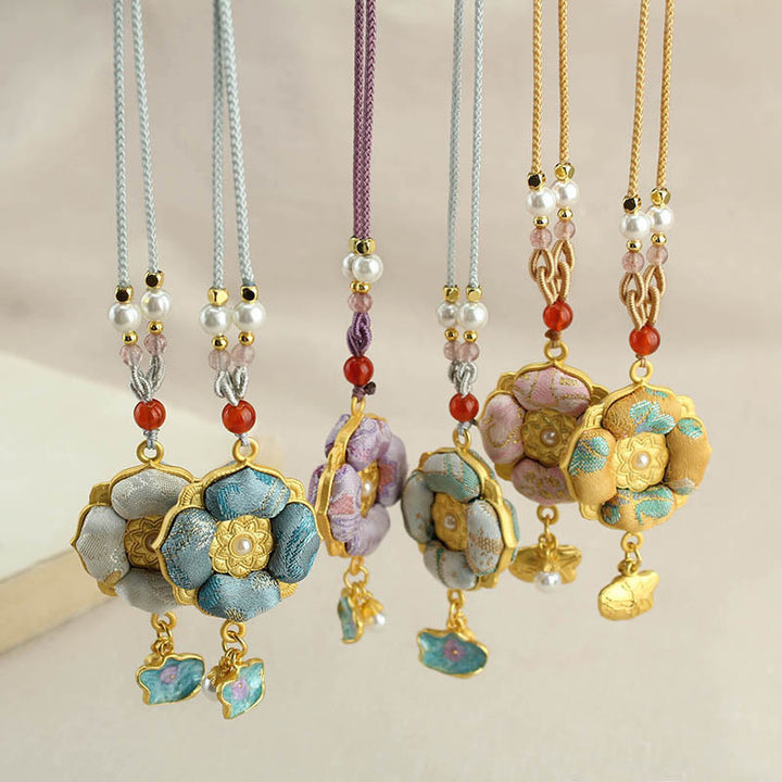 Buddha Stones Collana portafortuna Song Brocade a quadrifoglio - image 20