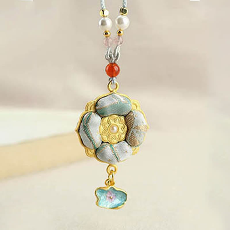 Buddha Stones Collana portafortuna Song Brocade a quadrifoglio - image 16