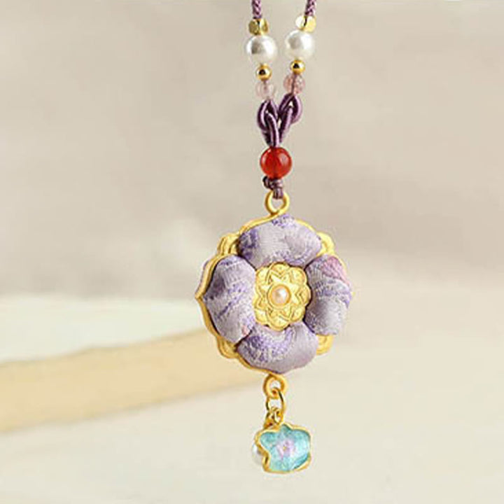 Buddha Stones Collana portafortuna Song Brocade a quadrifoglio - image 13