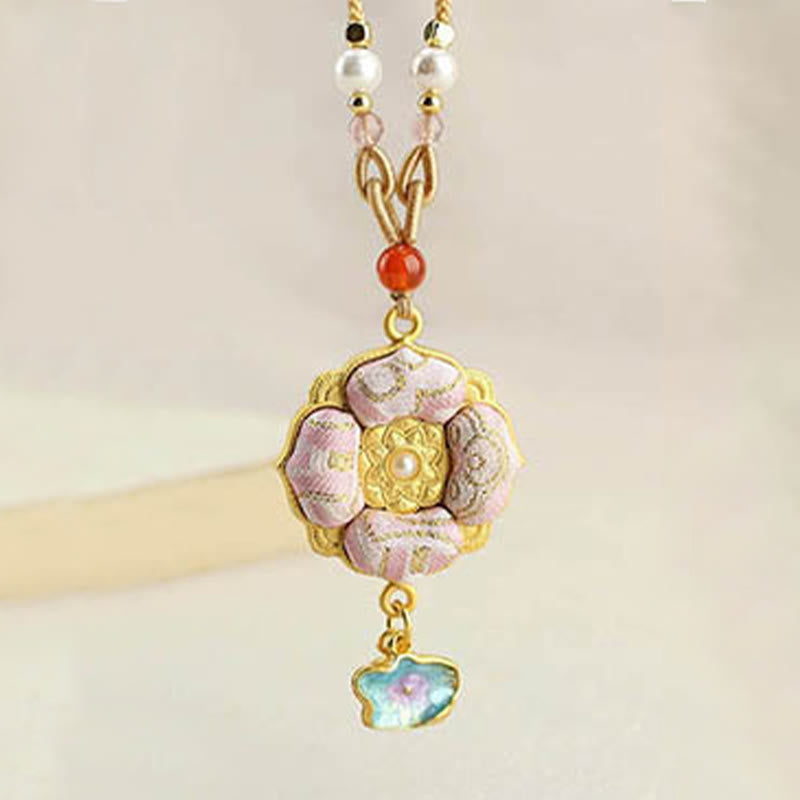Buddha Stones Collana portafortuna Song Brocade a quadrifoglio - image 8